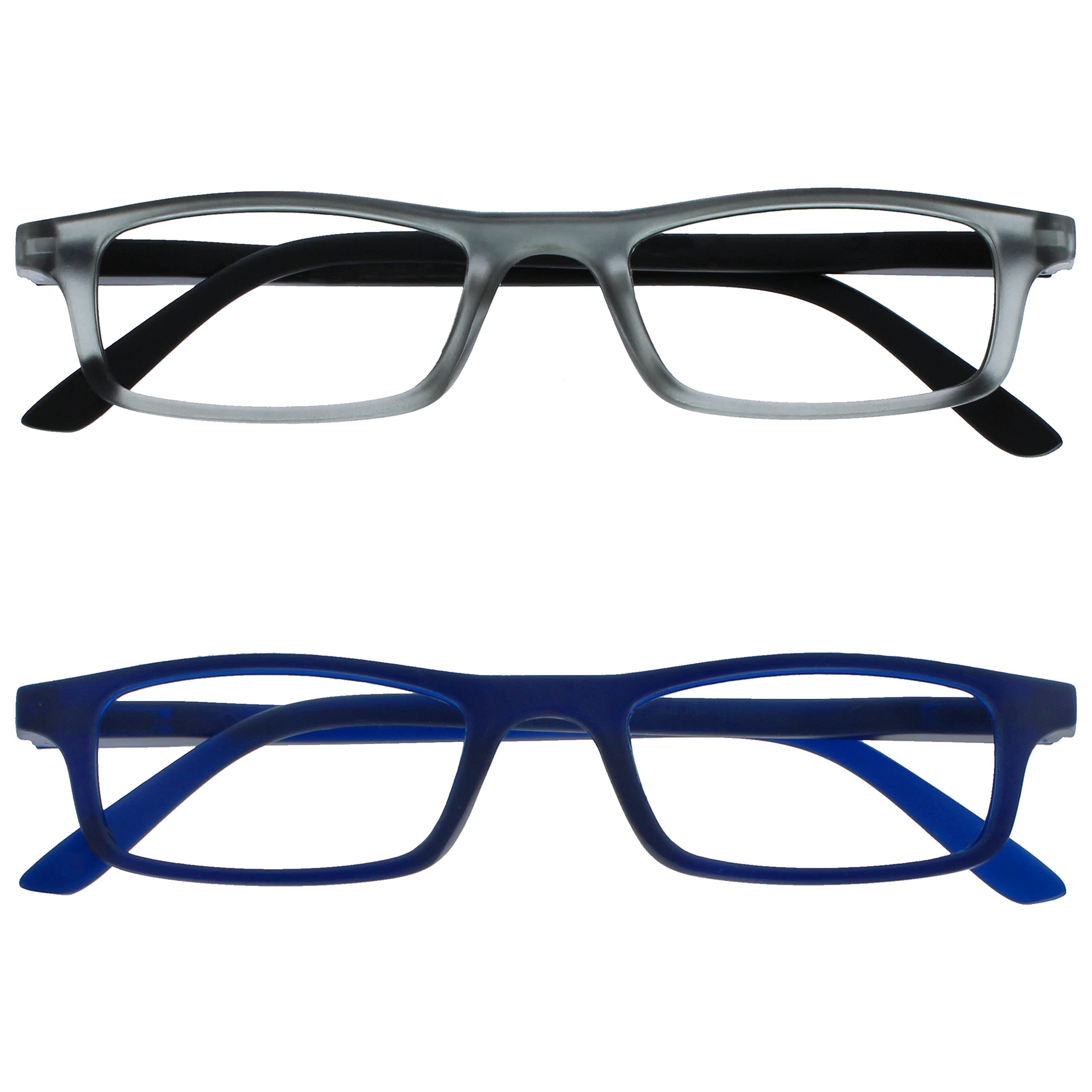OPULIZE Matte Grey Black Navy Blue Lightweight Value Readers 2 Pack Men Women Rr