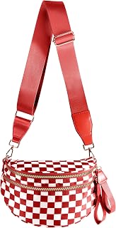 FEIBOON Spacious Checkered Nylon Crossbody Bag Bum Bag Handbags for Women