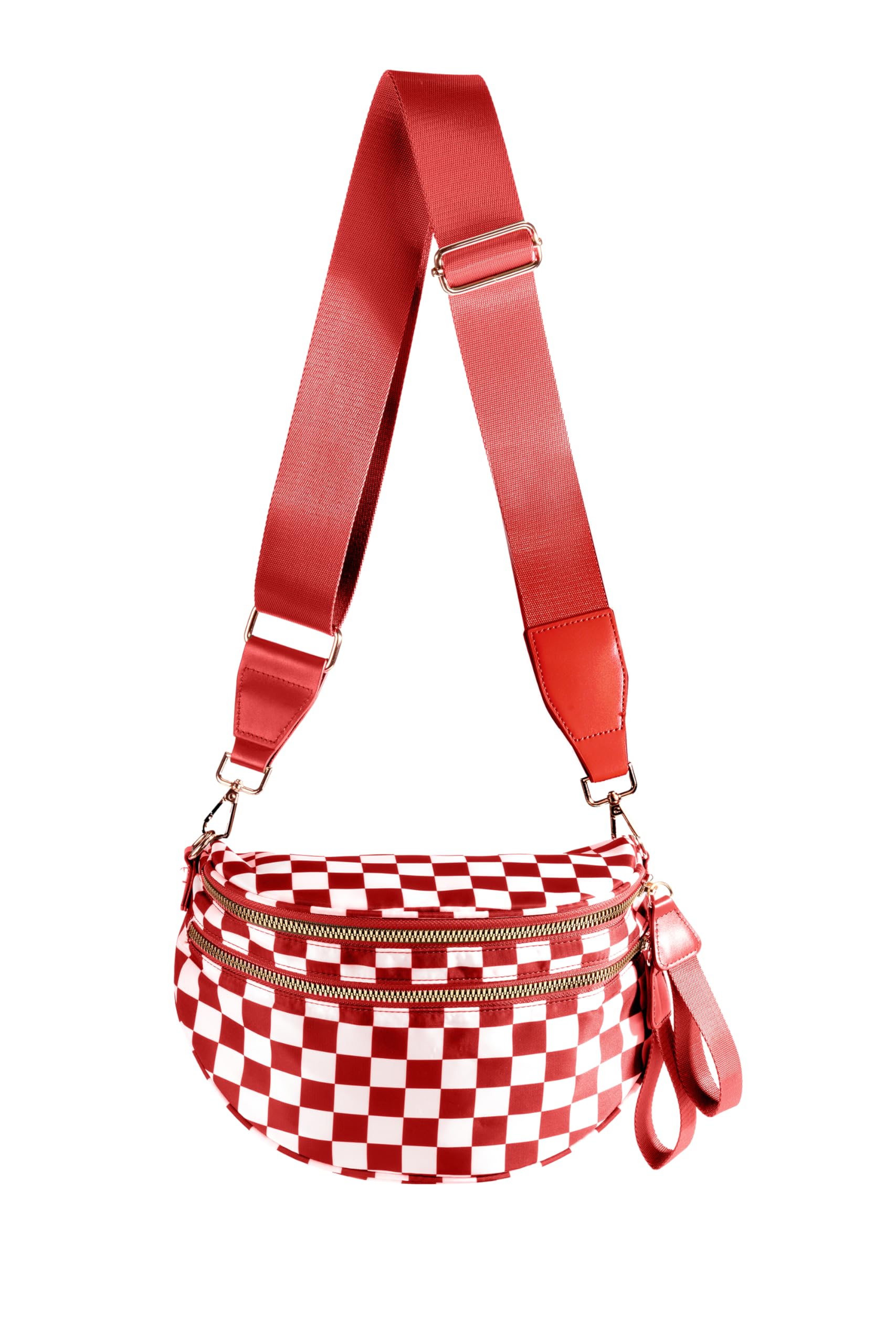 FEIBOON Spacious Checkered Nylon Crossbody Bag Bum Bag Handbags for Women