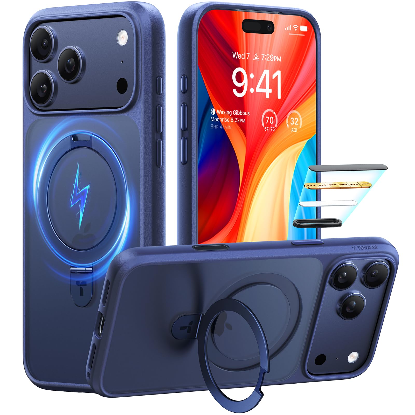 TORRAS for iPhone 17 Pro Case Magnetic Stand, 4X Military Drop Protection