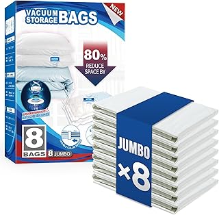 TAILI Large Vacuum Storage Bags for Comforter and Blankets, Jumbo Vacuum Seal Space Saver Bags for Clothes, Bedding, Pillows, Saving More Closet Space, 40x31 Inch, 8 Jumbo