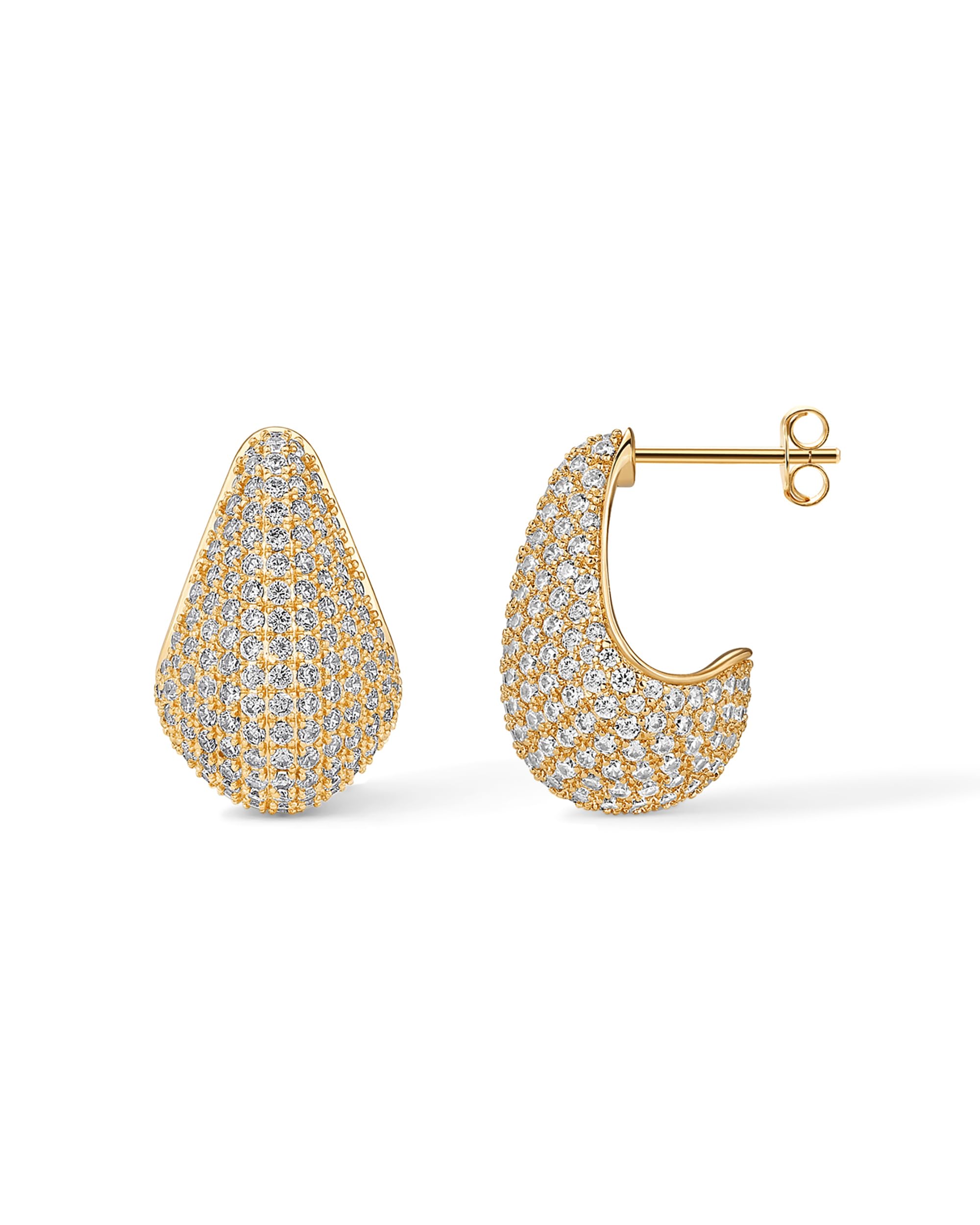 PAVOI 14K Gold-Plated 925 Sterling Silver Posts Chunky Studded Teardrop Pavé Dro