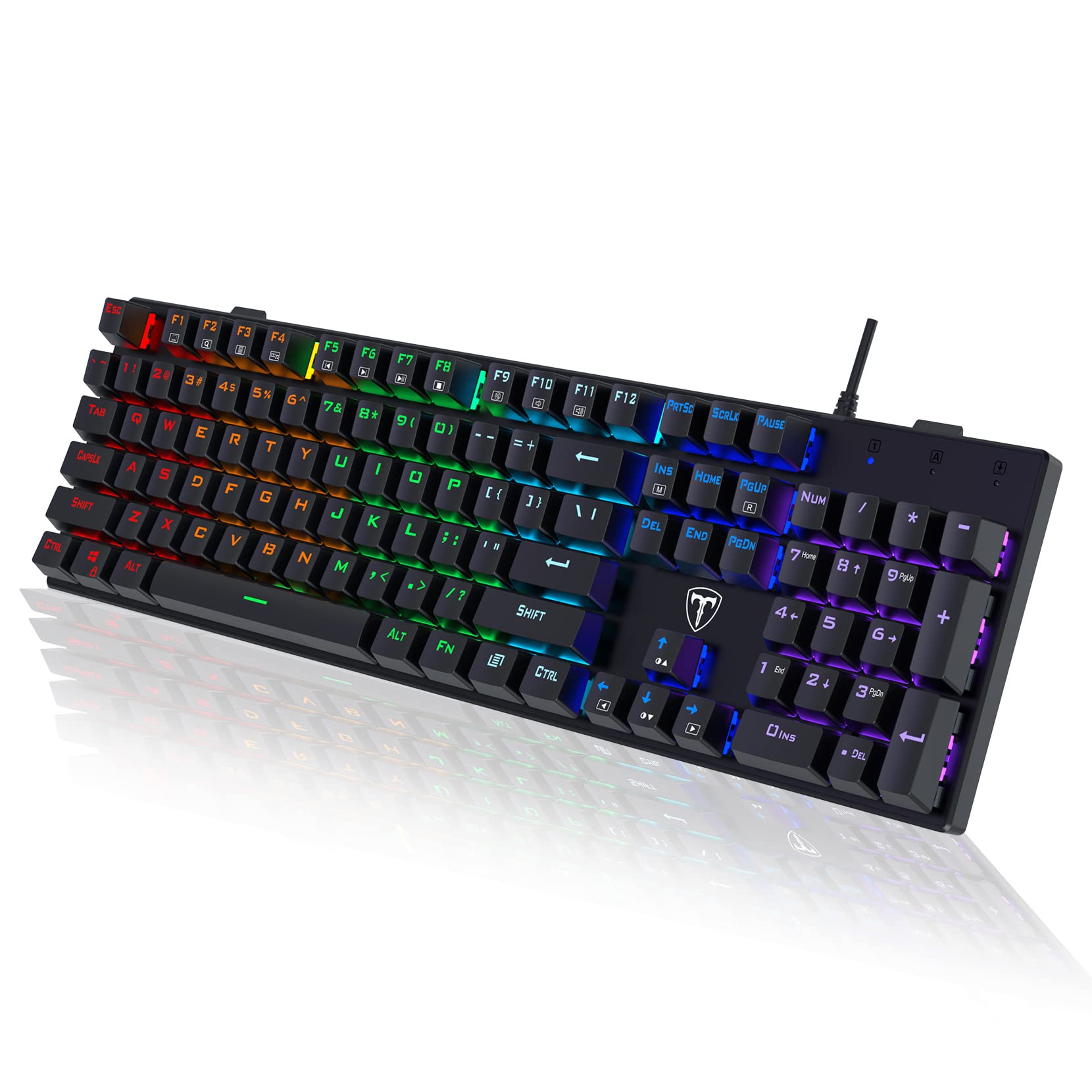 Mechanical Gaming Keyboard,RGB 104 Keys Ultra-Slim Rainbow LED Backlit USB Wired