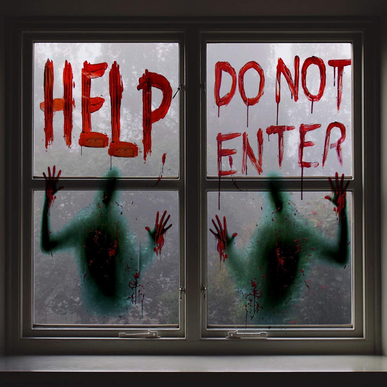 Angmart 2PCS Halloween Giant Bloody Window Posters Windows Clings Party Decorati