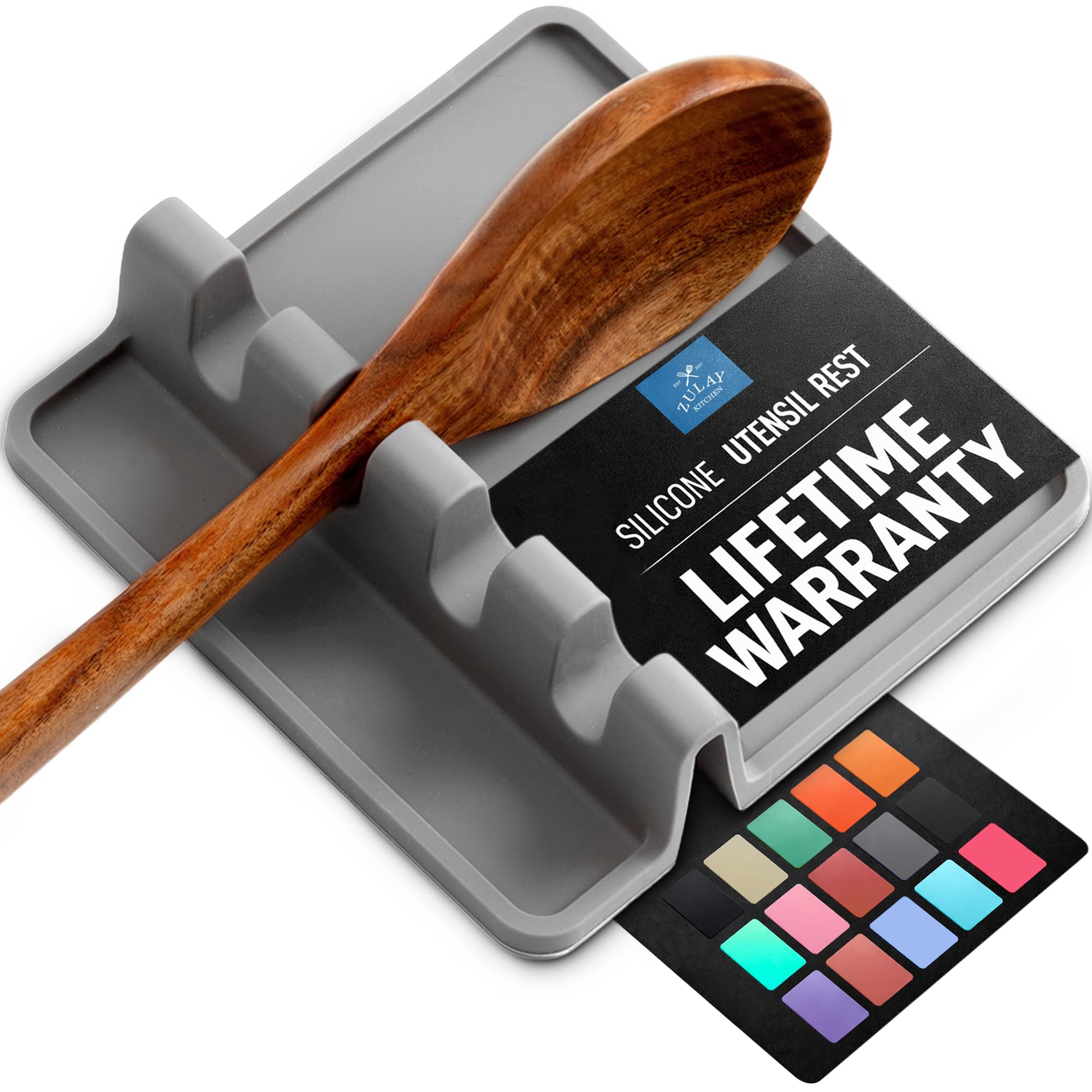 Zulay Kitchen Sillicone Spoon Rest for Stove Top, Kitchen Gadgets, Gray | Heat-R