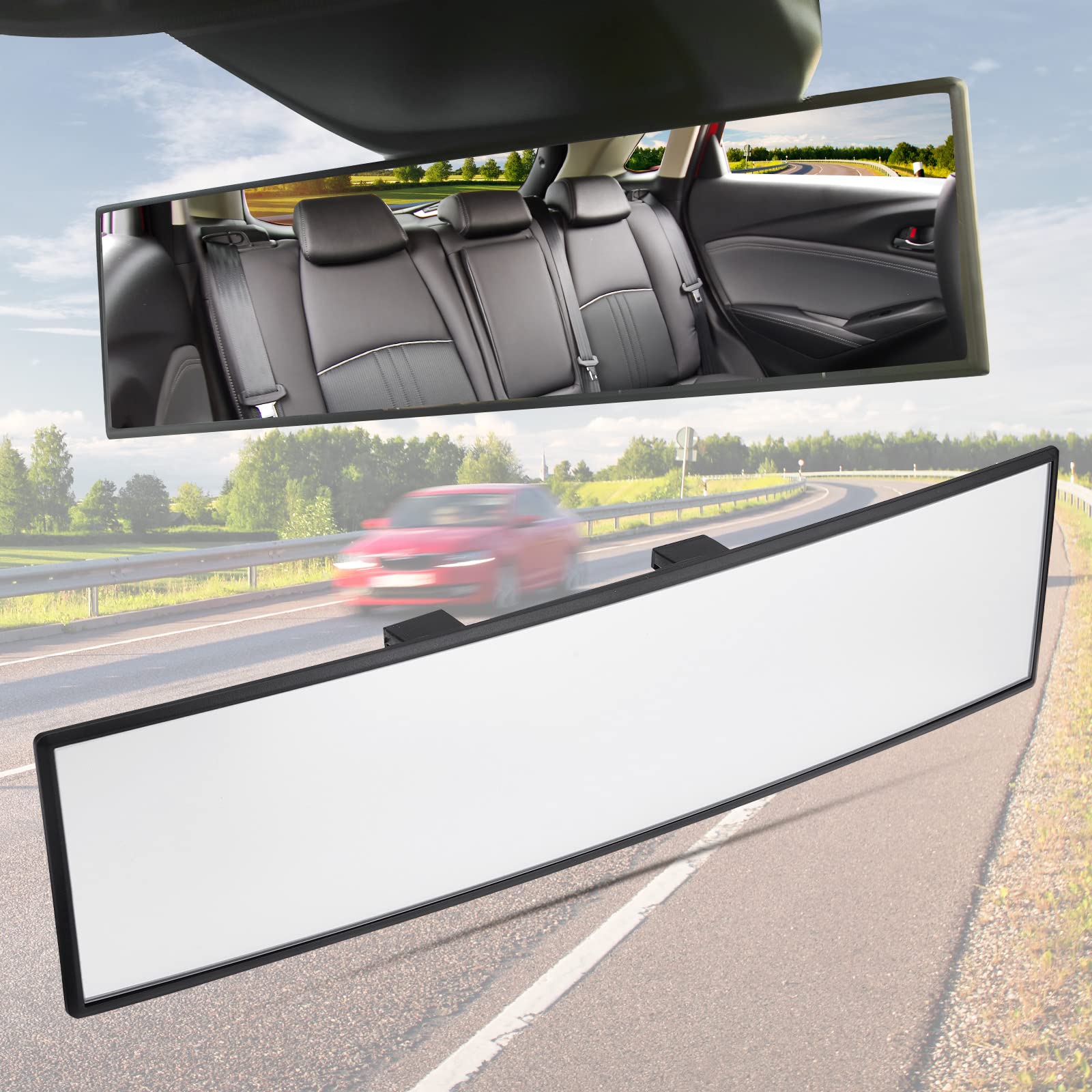 JoyTutus Rear View Mirror, Universal 11.81 Inch Panoramic Convex Rearview Mirror