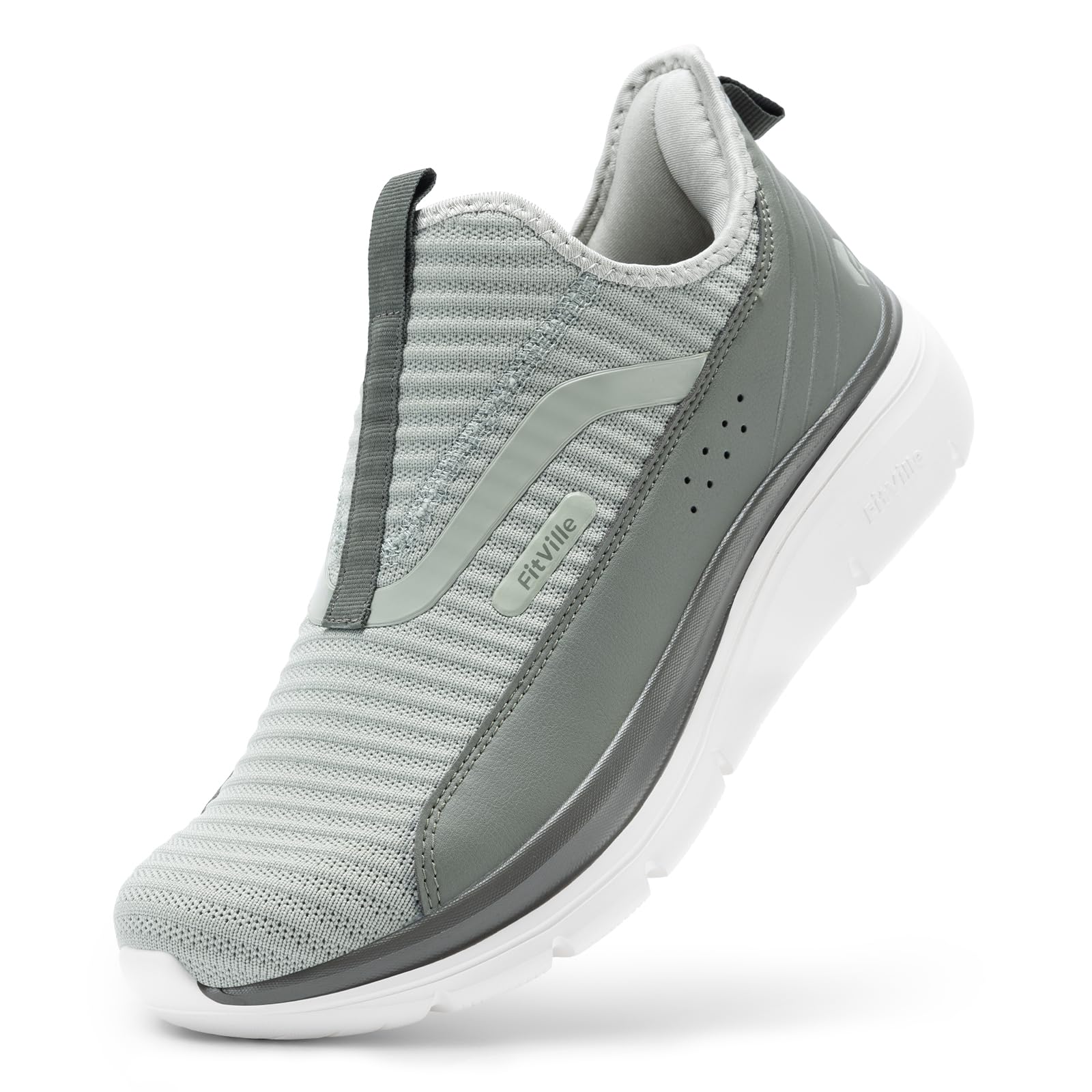 FitVille Men's Walking Shoes Extra Wide Slip-on Sneakers Fashion Breathable Spor