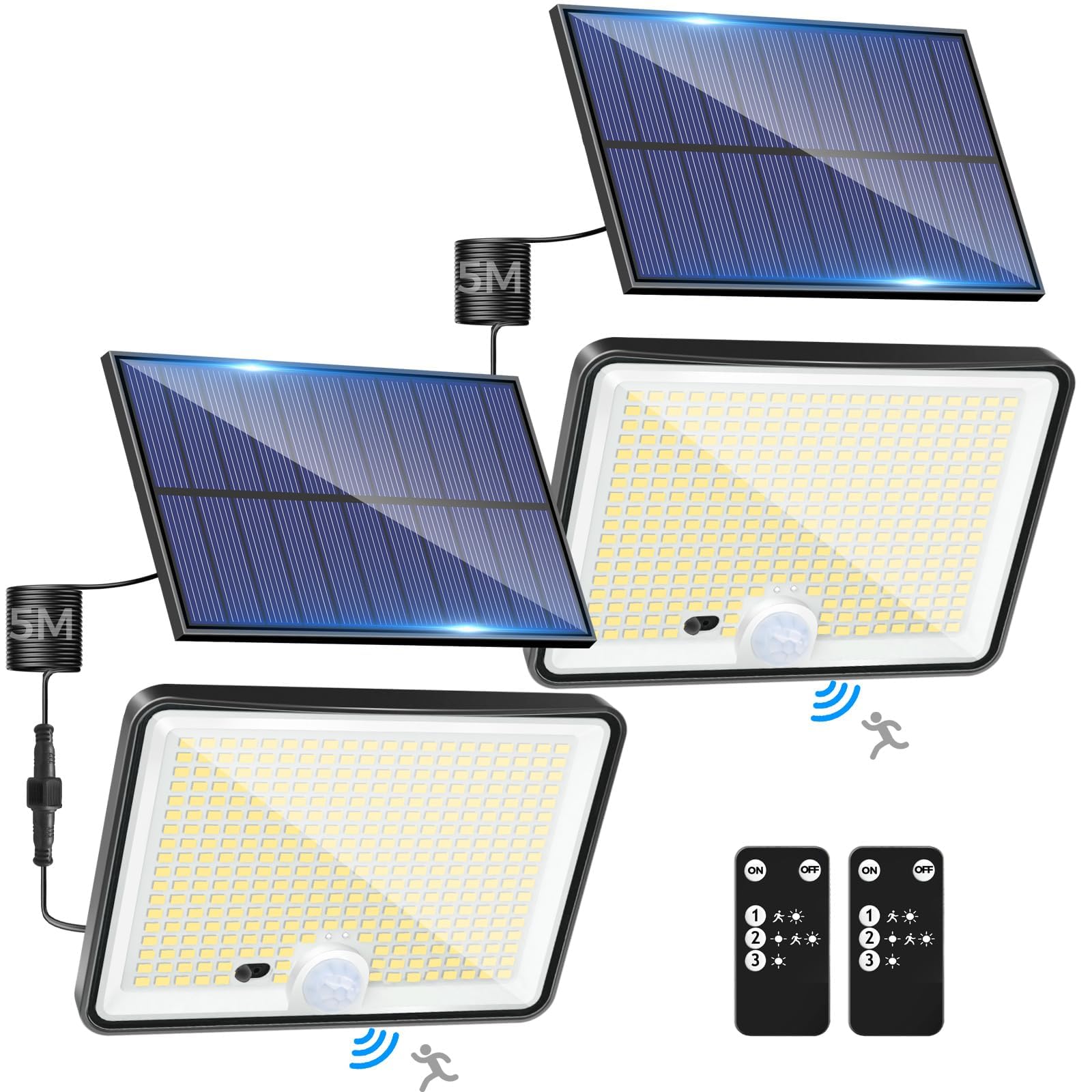 LOTMOS 2 Pack 342LED Solar Light Outdoor Garden Remote Control | Solar LED Spotl