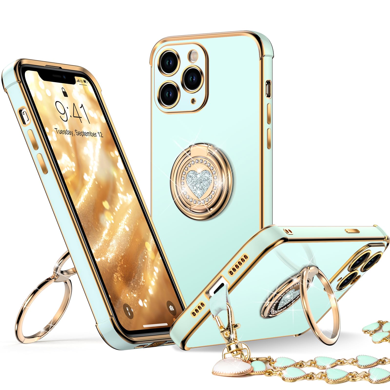 XYZ iPhone 11 Pro Max Case with Kickstand Phone Case with Double Ring Kickstand 