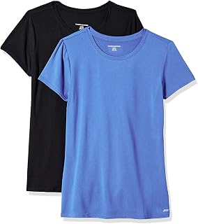 Amazon Essentials Women's Quick-Dry Stretch Short Sleeve Tech Jerseys for Sports, Gym, Workout and Running - Multi-Pack