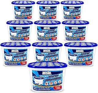 ANSIO Dehumidifier Disposable Pack of 10 Room Moisture Absorber | Condensation Remover , Mould in Home, Bathroom, Window, House, Kitchen, Wardrobe, Bedroom Interior Moisture Traps