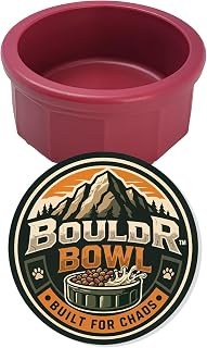 Pet Crock Bowl – Thick Durable Plastic Non-Tip Food & Water Dish for Small Dogs, Cats, Birds, Lizards & Other Small Animals – Indoor/Outdoor – Chew Resistant, Easy Clean (Red, .5 Cup (4oz))