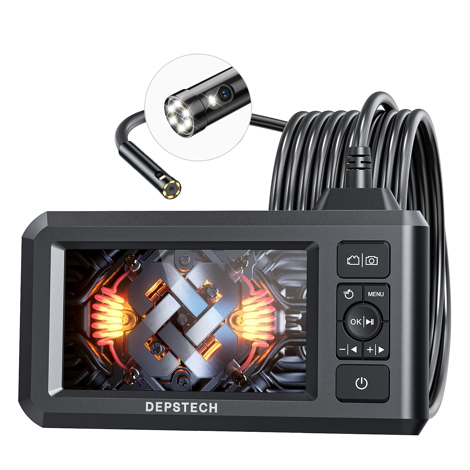 DEPSTECH Endoscope Camera with Light, Dual Lens Inspection Borescope 16.5FT | 10