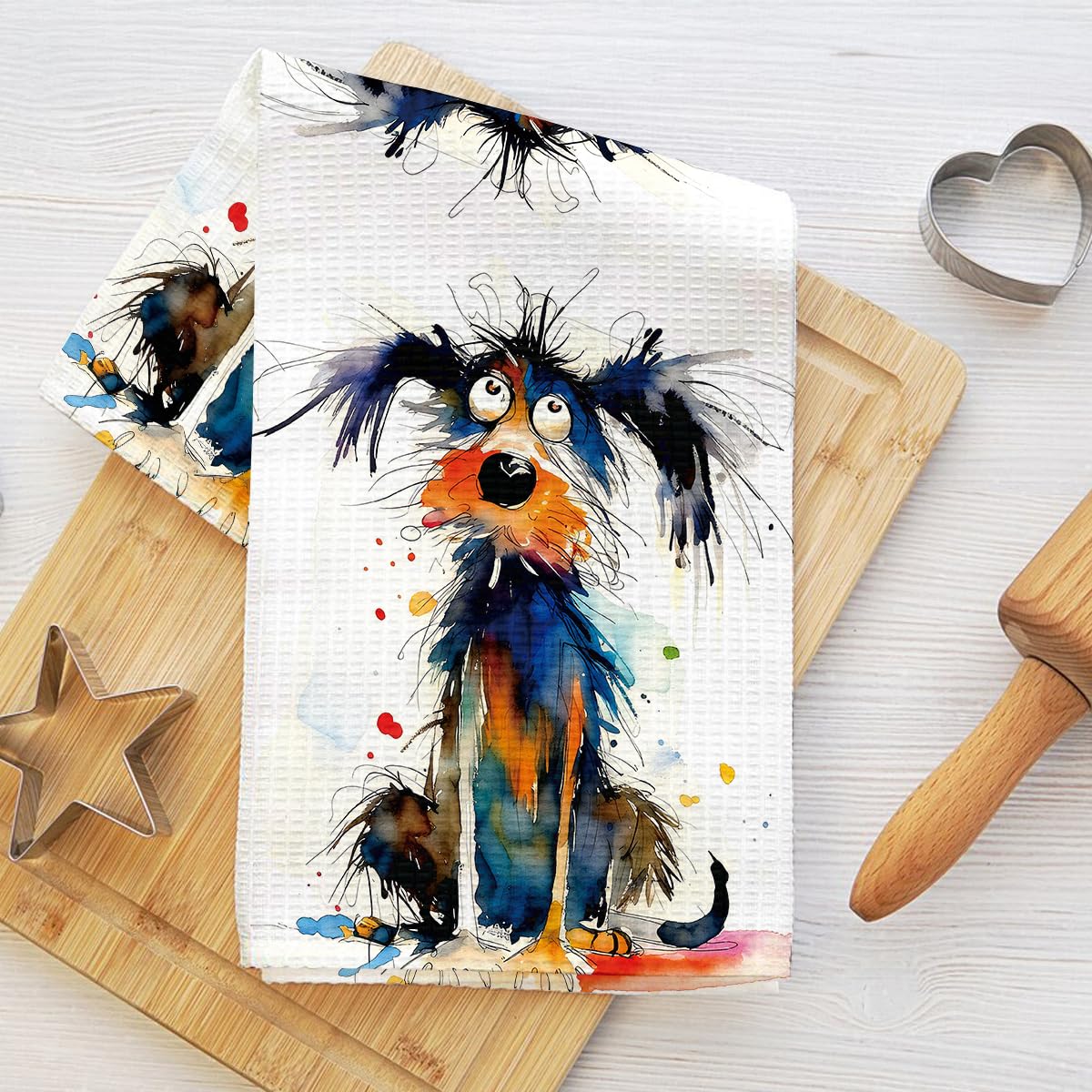 Fancy Dog Kitchen Towels, Decorative Tea Towel for Dogs Artistic and Dirt Absorb