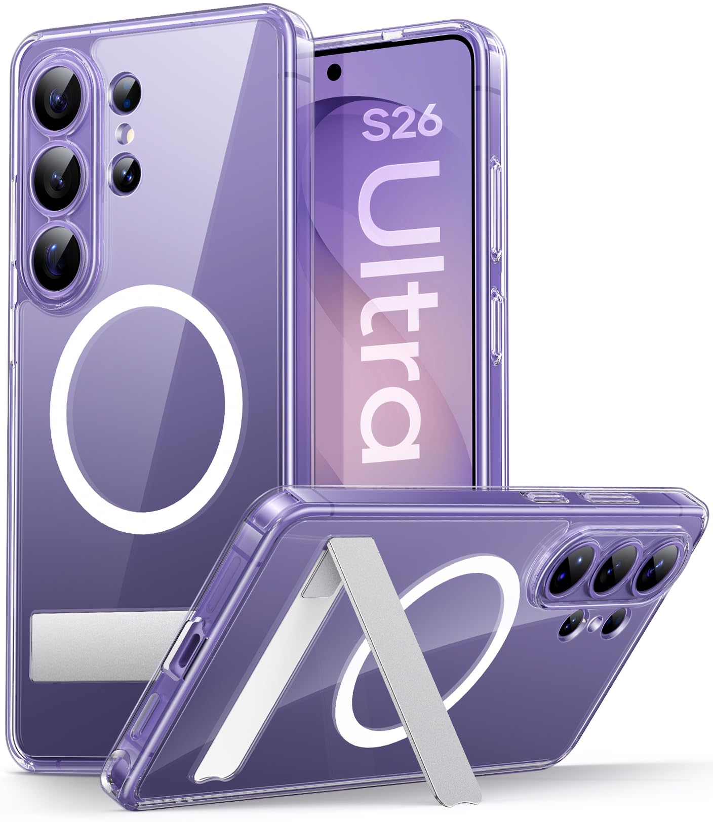 Vihibii for Samsung Galaxy S26 Ultra Magnetic Case with Stand, Clear