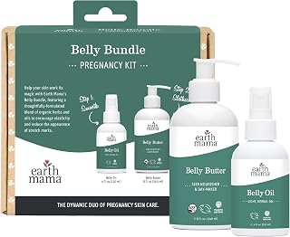 Earth Mama - Belly Bundle Pregnancy Kit, Butter &amp; Oil - 8 fl oz, 4 fl oz | Self Care Gift Set for Pregnancy &amp; Postpartum Skin Care Recovery, Maternity &amp; Postpartum Essentials