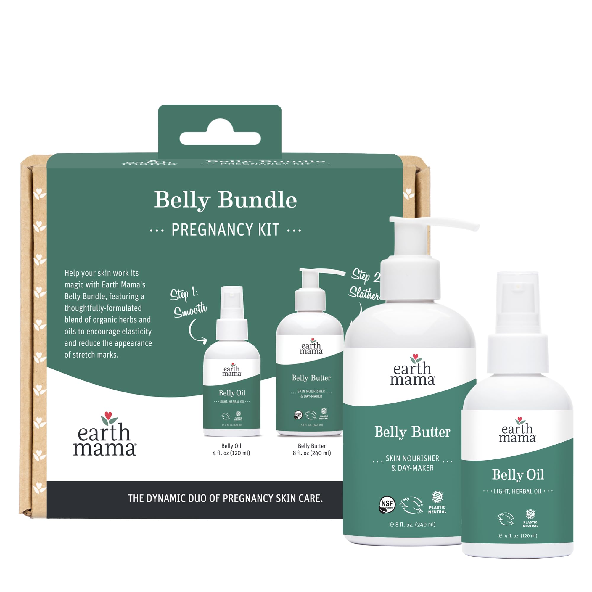 Earth Mama - Belly Bundle Pregnancy Kit, Butter & Oil - 8 fl oz, 4 fl oz | Self 