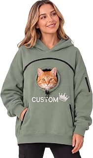 Custom Pet Name & Icon Pouch Hoodie for Dogs & Cats, Pet Carrier Sweatshirt | with Front Pouch Kangaroo Pocket, Adjustable Drawstring, Soft Casual Pullover for Small Pets, Unisex Oversized Fit