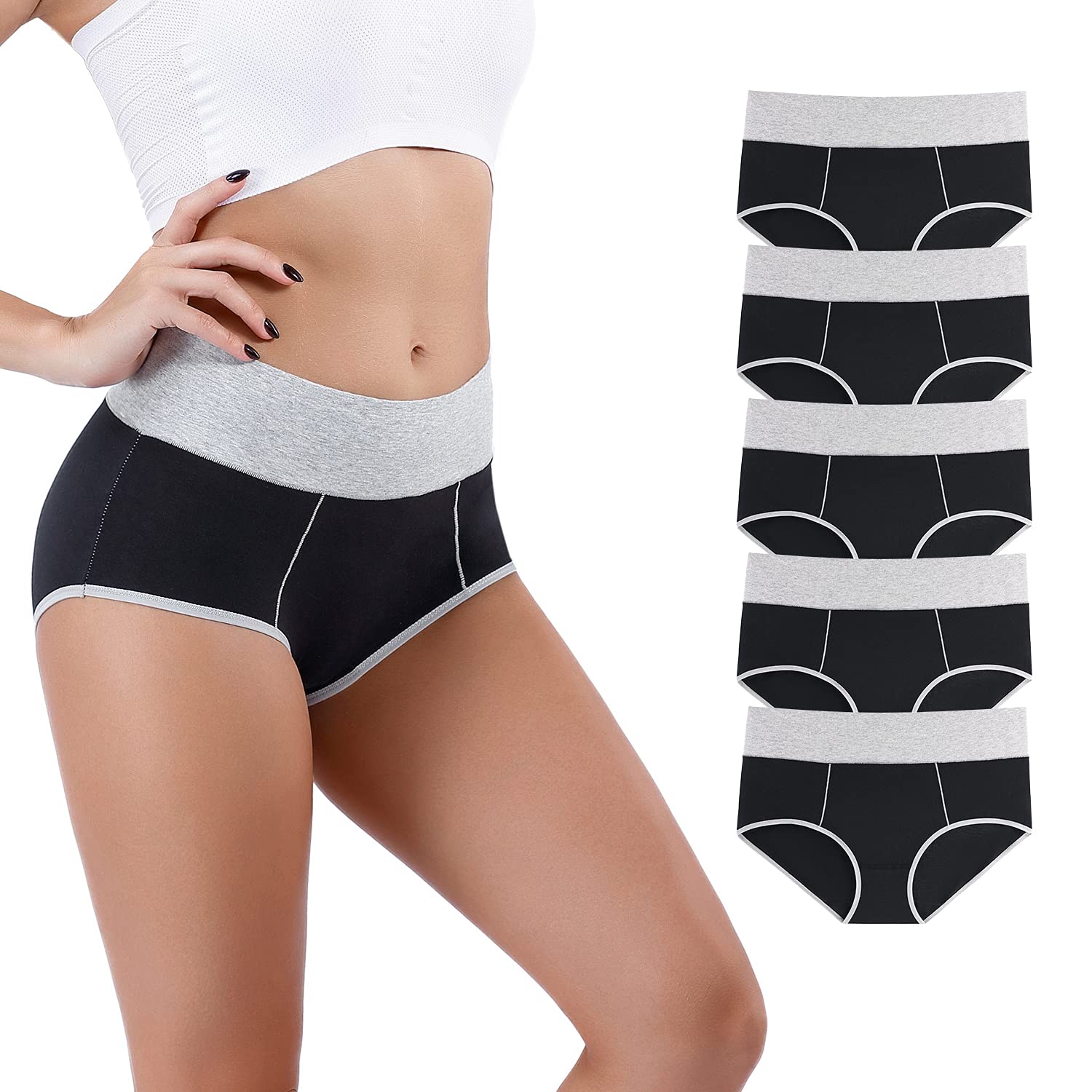 Honzadar, Women High Waist Underwear, Tummy Control Briefs, Postpartum Panties, 