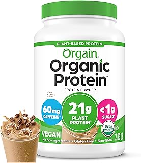 Orgain Organic Vegan 21g Protein Powder, Iced Coffee, 2.03 lb