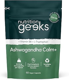 Ashwagandha KSM 66 Complex – 3000mg Enhanced with L-Tryptophan & Vitamin B6 (2 Month Supply) – Ashwagandha High Strength Capsules with 250mg Extract (Not Gummies or Powder) - Vegan, UK Made