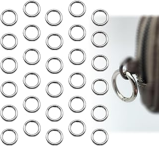 30 Pack 35mm Spring O-Rings Round Carabiner Keychain Clip DIY Accessories for Purse Keychain