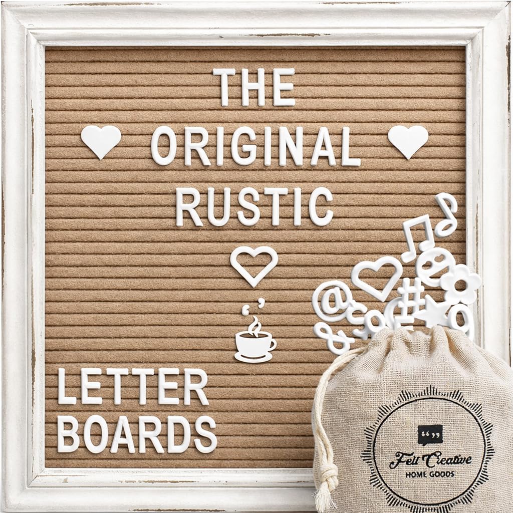 Cappuccino Felt Letter Board Back to School Sign with Rustic Wood White Frame - 