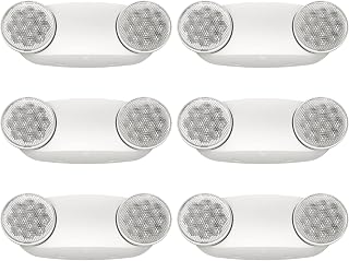 Spectsun Lighting 6 Packs Emergency Light for Business, with Battery Backup,Hard Wired, UL 924 Certified,AC 120/277V,Exit Light Two Head Adjustable LED Emergency Lighting for Home.