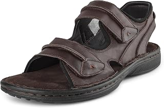 riemot Mens Sandals Leather Outdoor Summer Beach Sandles Hand-stiched Walking Fisherman Sandal Adjustable Leather Straps