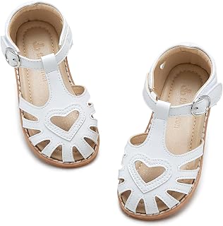 THEE BRON Toddler Kids Closed Toe Princess Sandals Retro Lace Up Breathable Shoes for Girls 3-12 Years