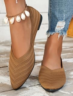 Flats for Women Pointed Toe Knit Ballet Knit Comfort Casual Elegant Slip On Work Office Flats