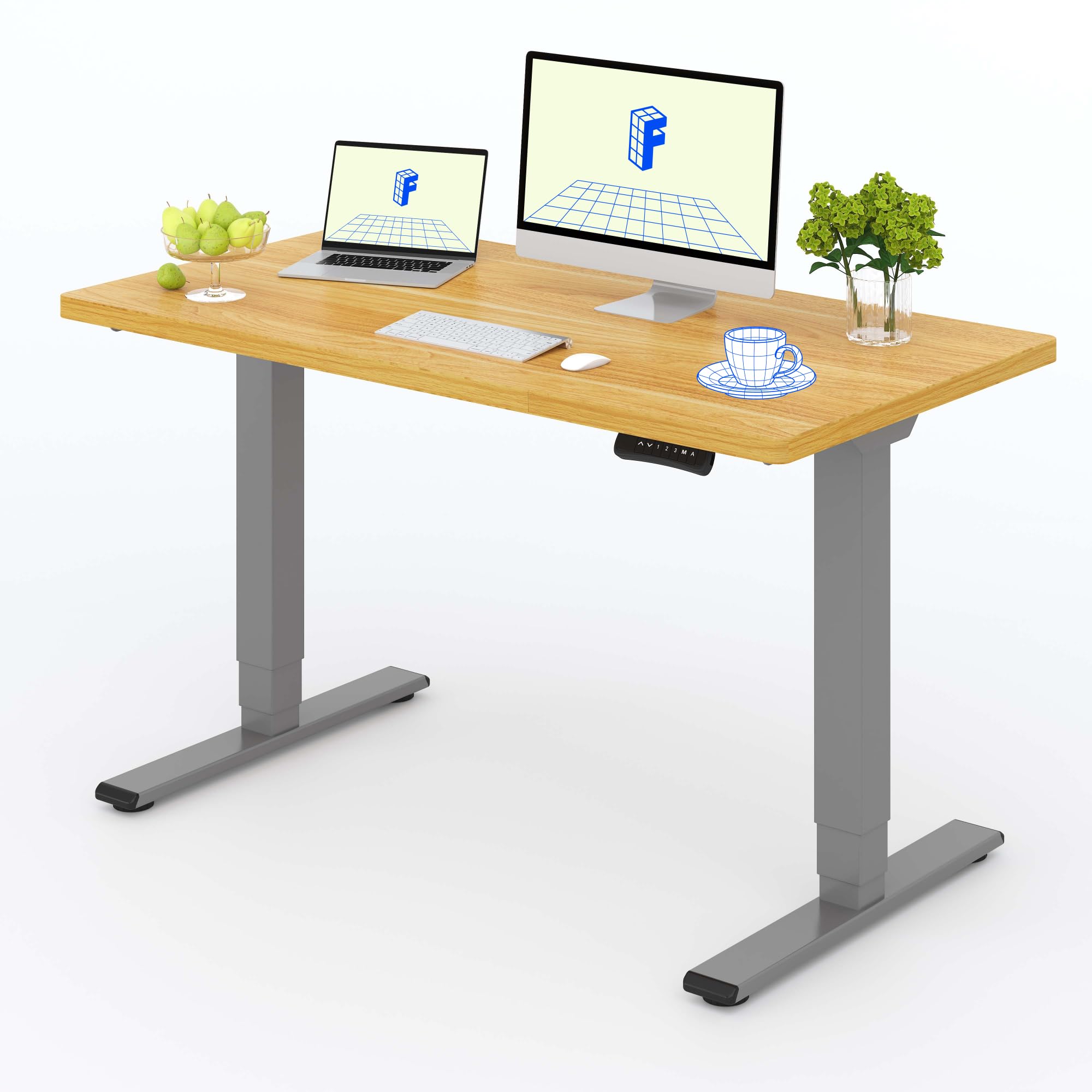 FLEXISPOT Height-adjustable desk with 25 mm one-piece table top, electric desk w