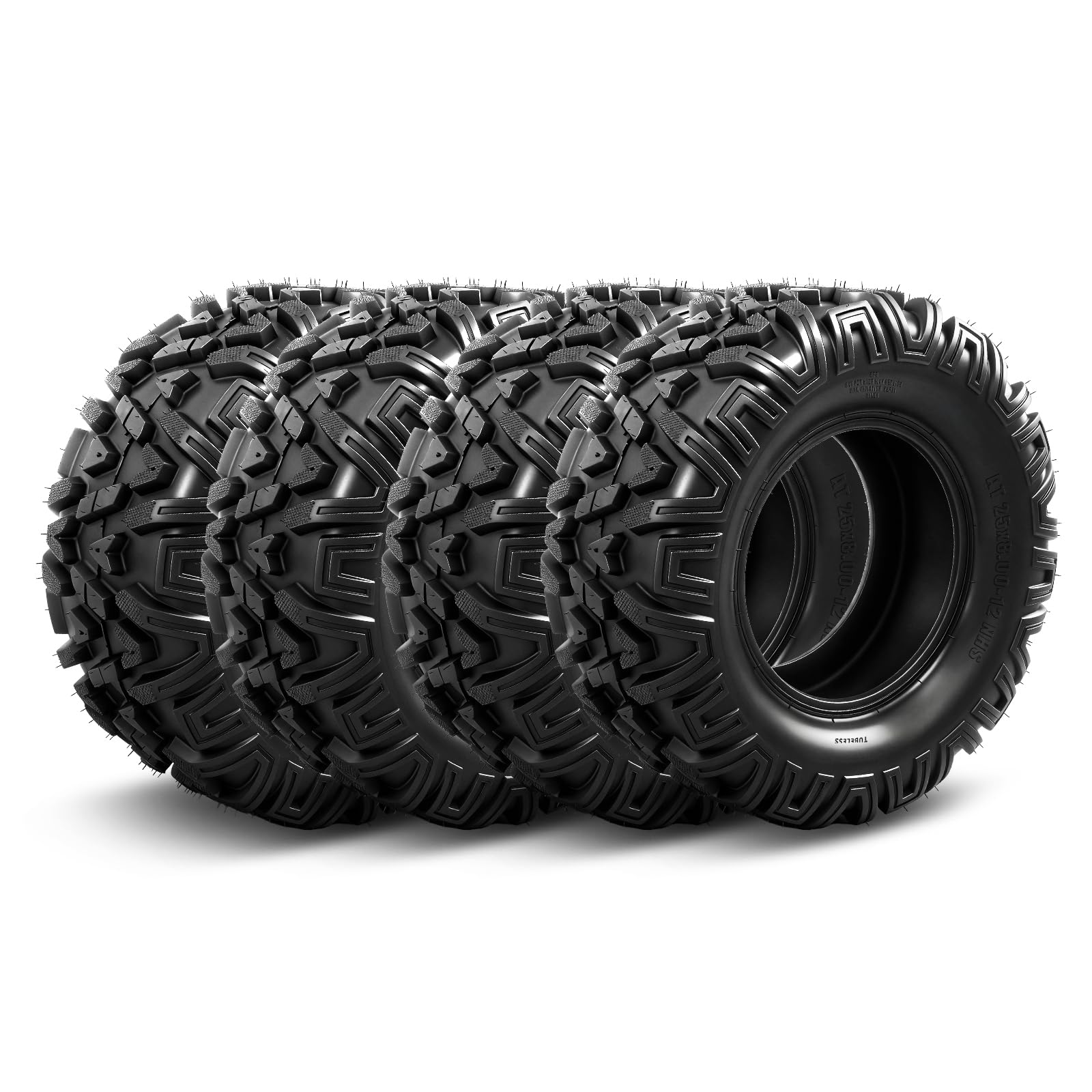 MOTOOS ATV/UTV Tires 25x8-12 Front & 25x10-12 Rear,6-Ply Tubeless,Set of 4 | 4pc