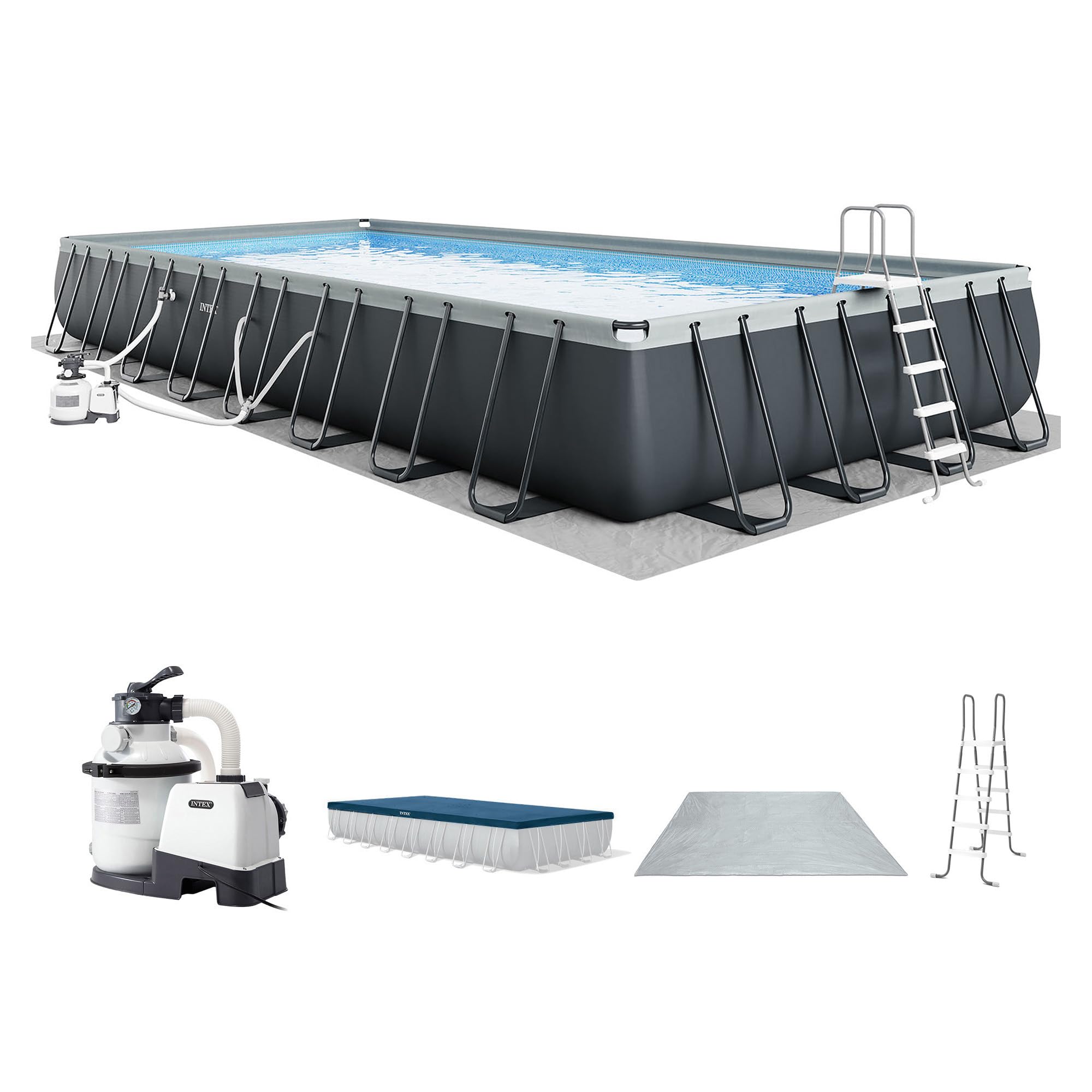 INTEX 26373EH Ultra XTR Deluxe Rectangular Above Ground Swimming Pool Set: 32ft 