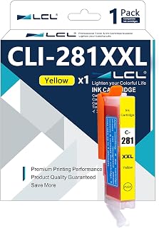 LCL Compatible CLI-281 Yellow Ink Cartridge Replacement for Canon CLI-281XL CLI-281XXL 281 Yellow Work with Canon PIXMA TS6320 TR7520 TS8120 TS8320 TR8520 TS9120 (1-Pack)