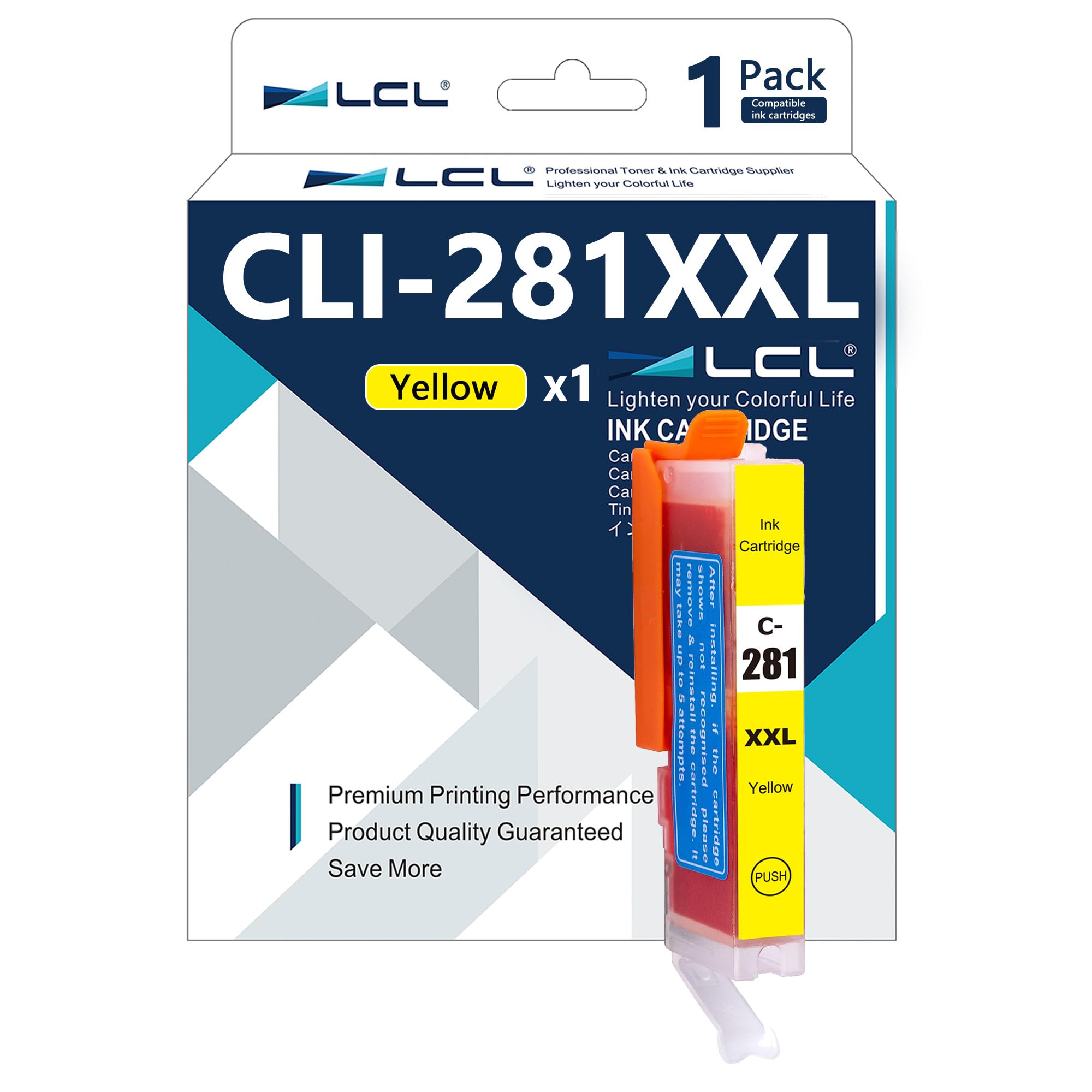 LCL Compatible CLI-281 Yellow Ink Cartridge Replacement for Canon CLI-281XL CLI-
