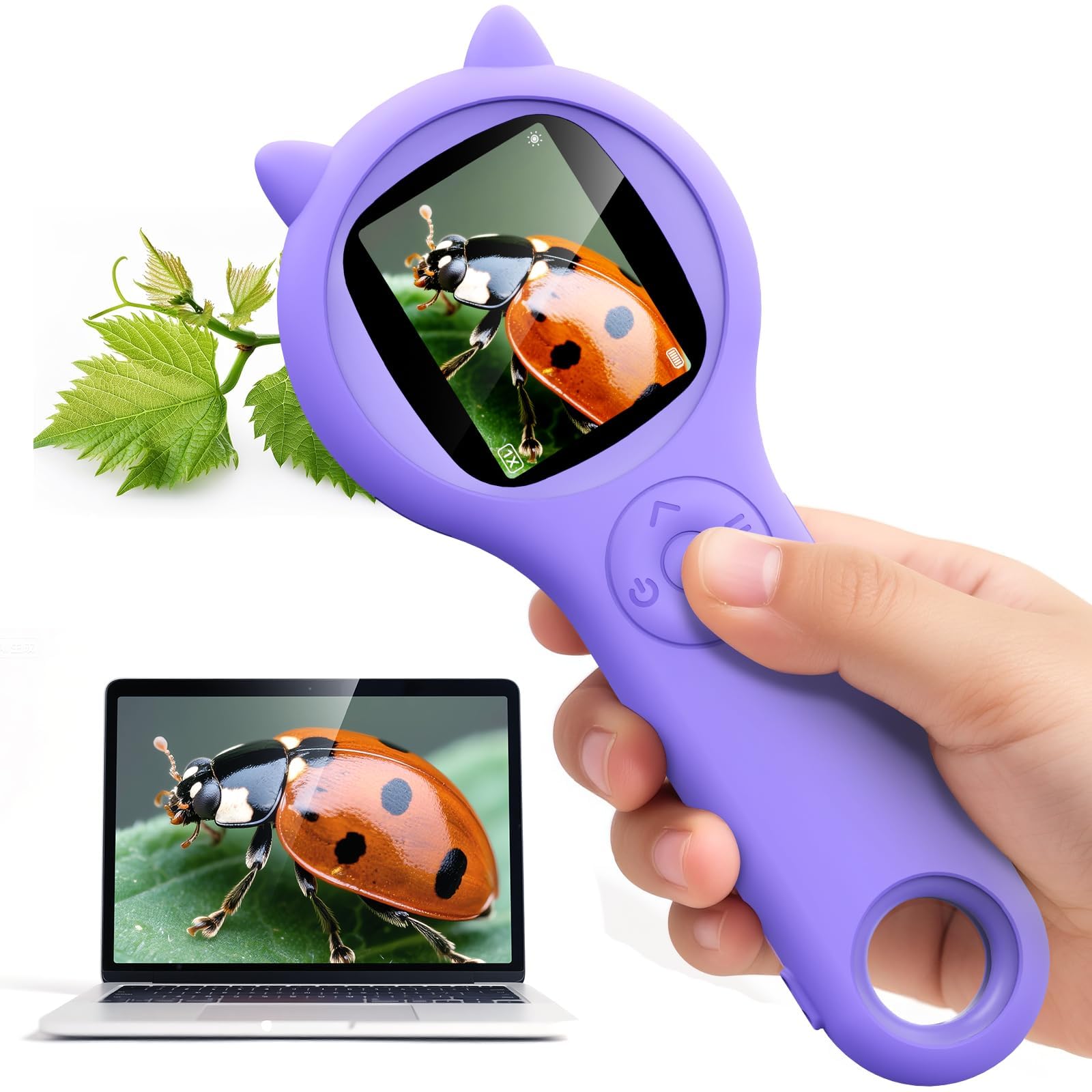 Kids Microscope, 500X Digital Magnifying Glass, Explore STEM Toy, Purple | 2.0" 