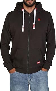 Riverso Noah Men's Hooded Jacket, Sweat Jacket, Sweatshirt, Hoodie, with Zip, Basic, Plain, Cotton, Grey, Brown, Green, Red, Blue, Black, S, M, L, XL, 2XL, 3XL, 4XL, 5XL