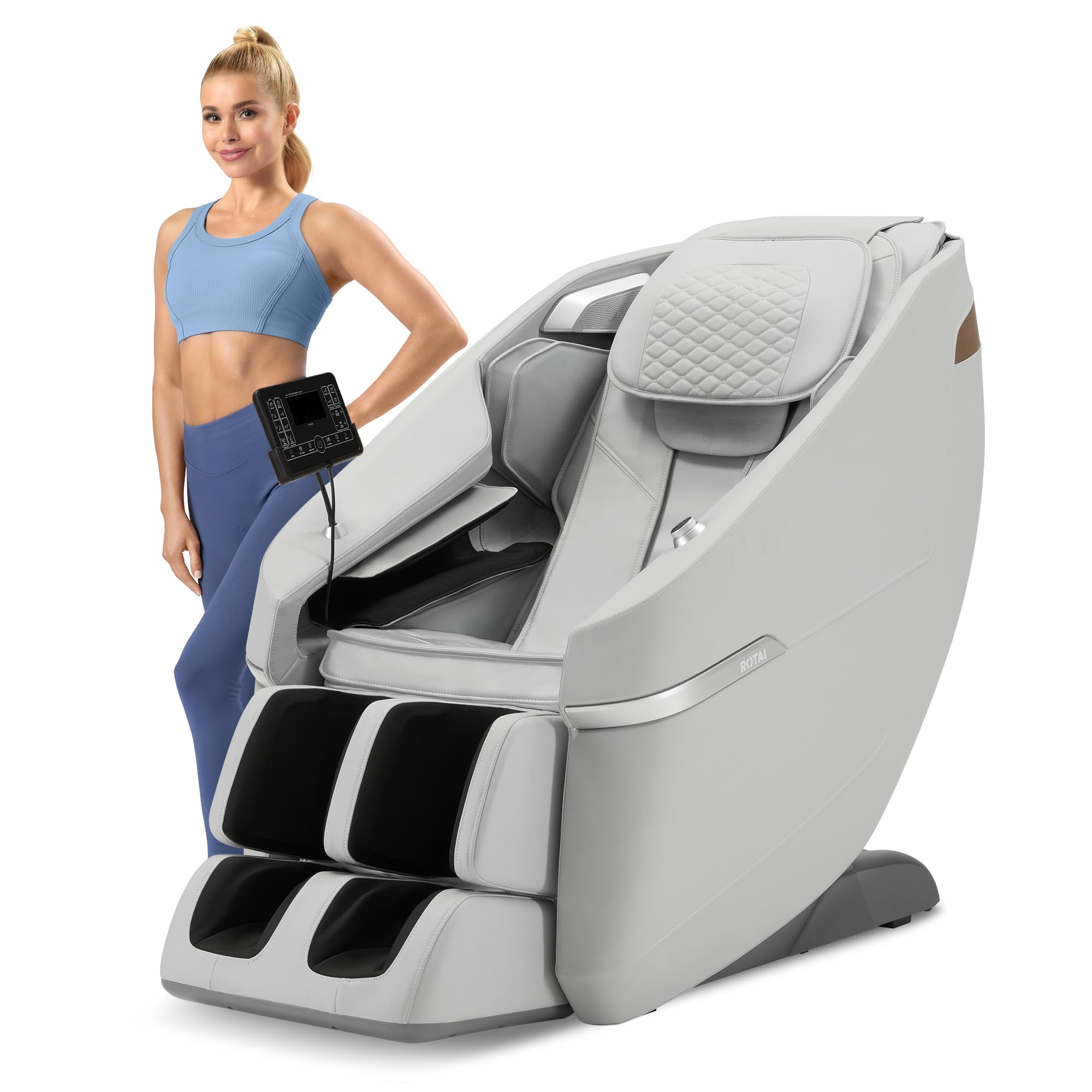 ROTAI Full Body Massage Chair Zero Gravity Recliner with 22 Programs (Gray)