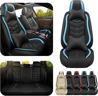 Car Seat Covers for Honda Civic 2000-2025, Premium Nappa Leather Car Seat Cover, Stylish Sport Seat Covers， Automobile Seat Cover Sets.(Luxury 5 Seats/Black Blue)