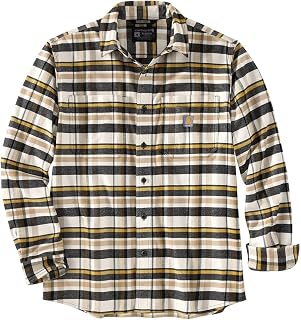 Carhartt Men's Long Sleeve Checked Heavy Flannel Loose Fit Shirt