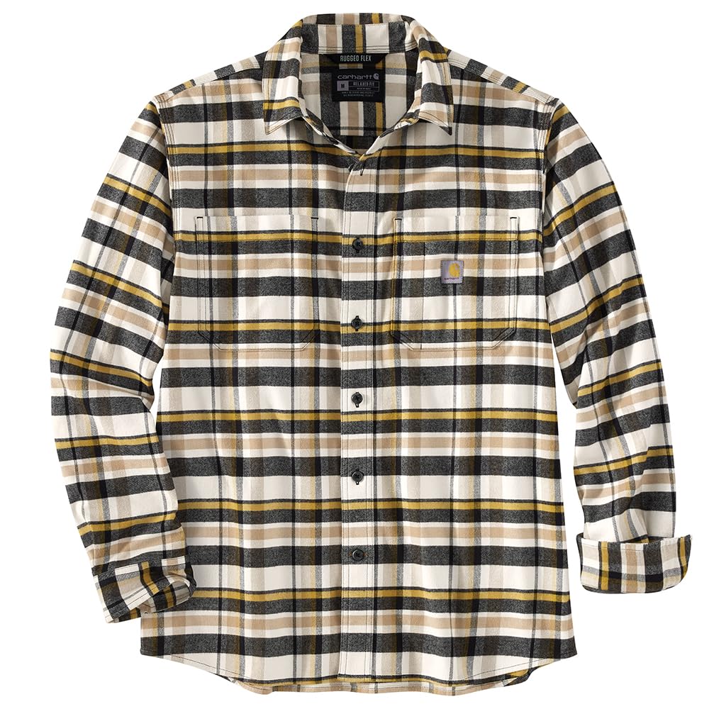 Carhartt Men's Long Sleeve Checked Heavy Flannel Loose Fit Shirt
