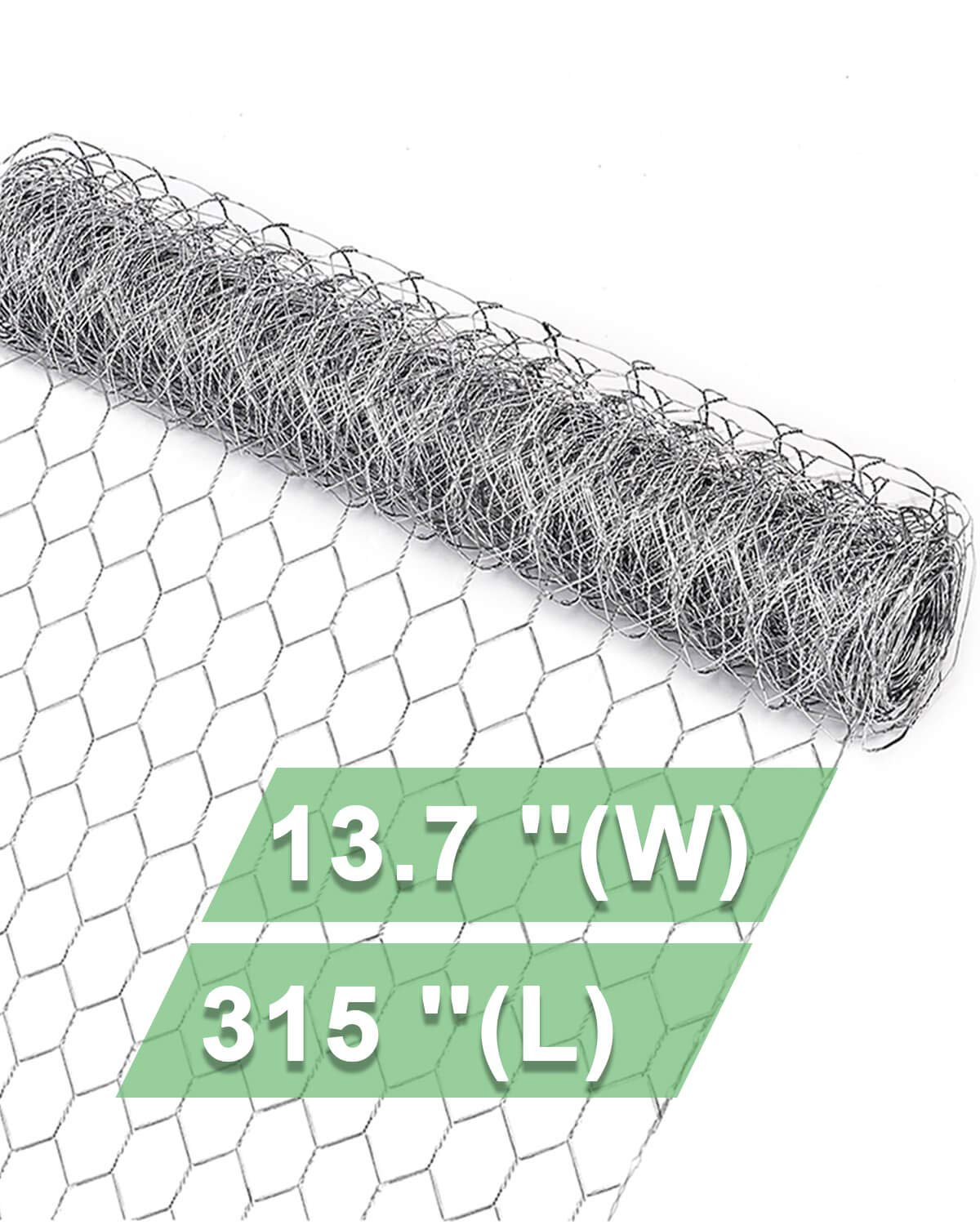 vensovo Galvanized Chicken Wire Mesh - 13.7"×315" Garden Animal Barrier Fence, 1