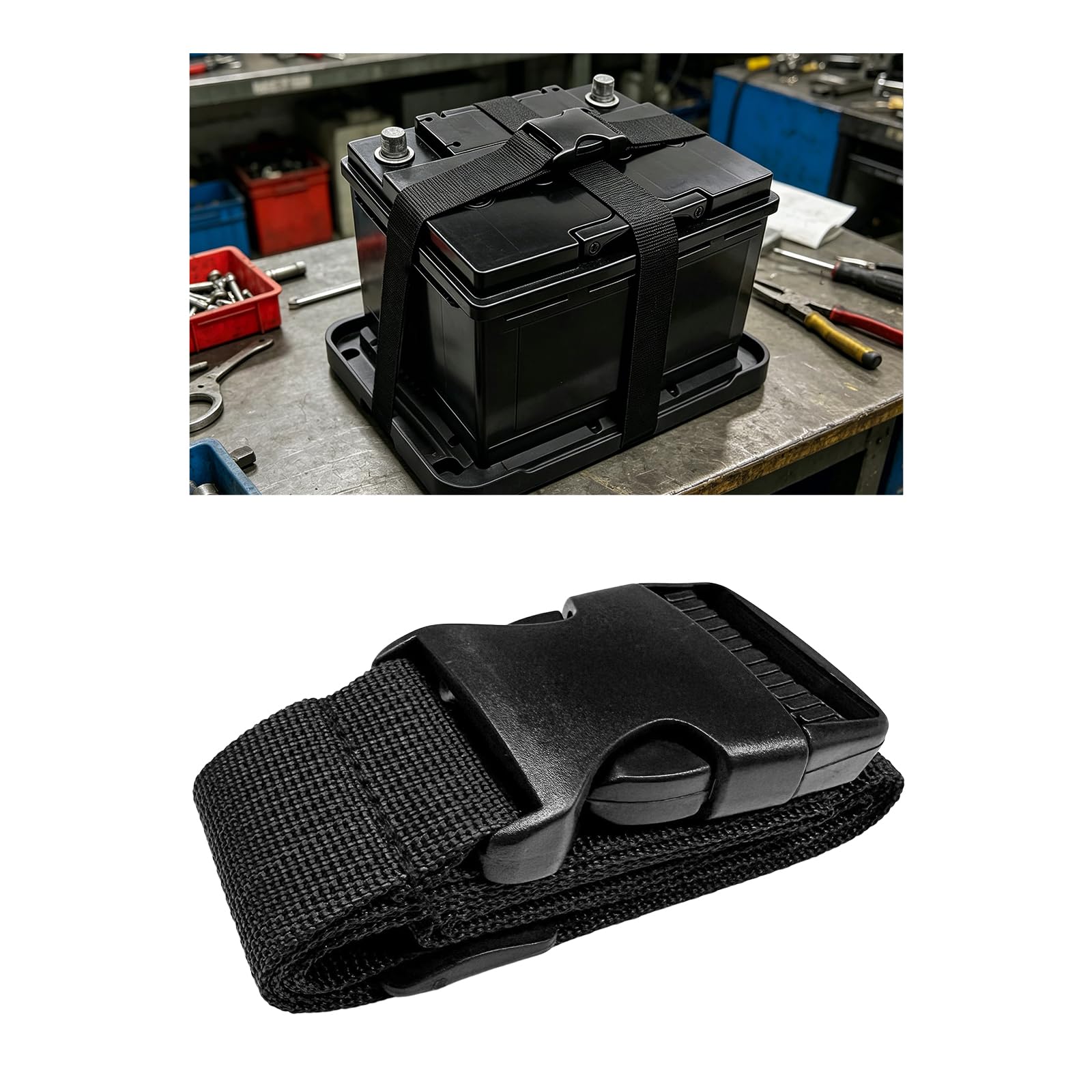 Battery Box Strap, 40 Inch Adjustable Vehicle Battery Box Hold Down Webbing with
