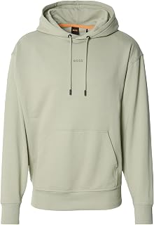 BOSS Cotton Fleece Hoodie with Printed Logo