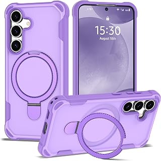 Designed for Samsung Galaxy S24 & S25 Case 6.2'' with Magnetic Ring Stand [Military Drop Protection][Compatible with MagSafe] Shockproof S24 & S25 Phone Case for Men Wowen,Purple