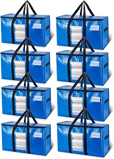 TAILI 8 Pack Blue Extra Large Moving Bags,Storage Bags with Visible Window
