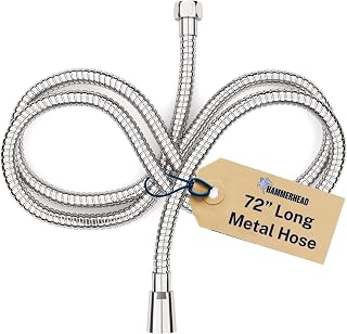 Full Metal Shower Hose for Hand Held Shower Heads, Chrome Plated Extra Long 182cm Cable Made of Commercial Grade Stainless Steel, Universal Replacement for Shower Hose
