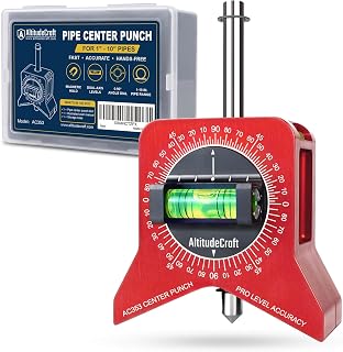 AltitudeCraft Magnetic Pipe Center Finder Punch Tool for 1-10 Inch Pipe | Bubble levels and 360-degree dial support ±0.2° layouts on ferrous pipe.