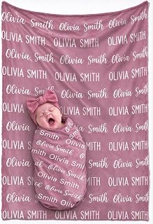 Personalized Baby Blanket for Boys Girls, Custom Name Swaddle Blanket, Soft Receiving Blanket for Newborns, Personalized Baby Gifts for Baby Showers, Handmade Baby Essentials